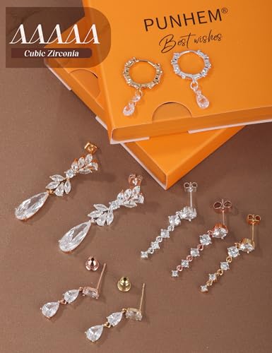 Pearl Earrings for Women, 14k Gold Plated Trendy Diamond Pearl Drop Earrings Hypoallergenic Dainty Bridal Gifts Wedding jewelry for Women - color: Small circle-Silver