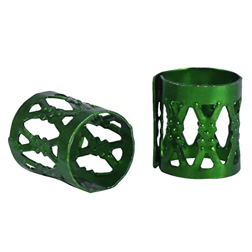 100PCS Braiding Beads Metal Cuffs,New Colorful Dreadlocks Beads Hair Braid Rings Clips Dread Locks, Rings Cuff Hair Decoration Braiding Filigree Tube Hair Jewelry (green) - color: green
