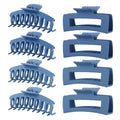 Blue Hair Clips for Women - 8 Pack 4.3 Inch Large Hair Claw Clips for Women Thin Thick Curly Hair, Big Matte Banana Clips,Strong Hold jaw clips - color: Blue