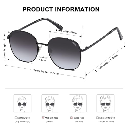 SOJOS Classic Trendy Square Sunglasses for Women Men Cute Big Frame Gold Shades SJ1137 - color: Matt Black/Gradient Grey