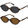 WOWSUN Retro Oval Sunglasses Womens Trendy Sun Glasses Sunnies UV400 Protection - color: 2 Pack: Tortoise Frame Brown Lens+tortoise Frame Grey Lens