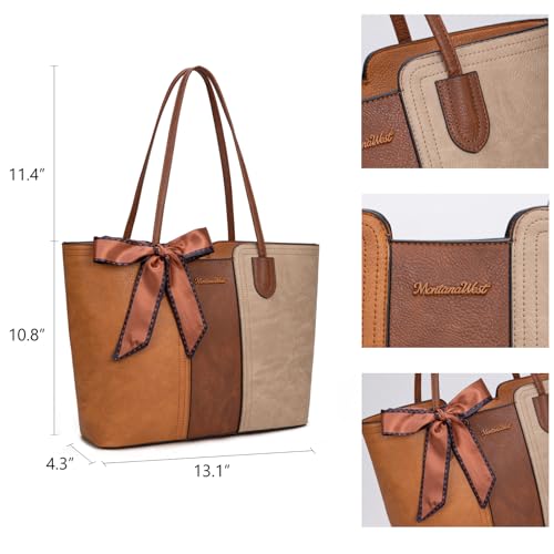 Montana West Tote Bags for Women Top Handle Satchel Purses - color: Beige With Yellow