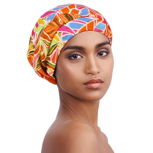 Comfy Slouchy Beanie Ideal Gift for Family & Friends Stylish Headwear Dark Orange Print - color: Dark Orange Print