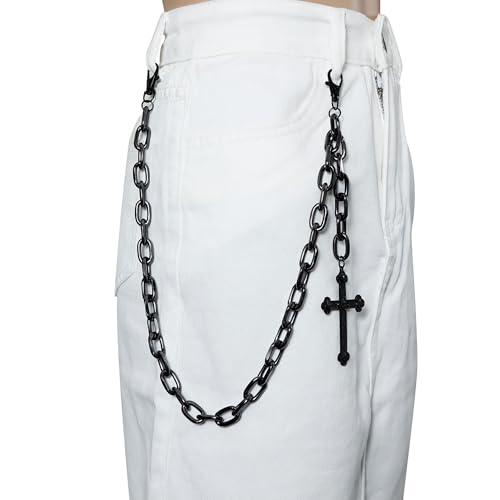 Layered Pants Chain for Men Women Punk Chain Hip Hop Jewelry Clothing Accessories Vintage Jeans Chains - style: Black one layered