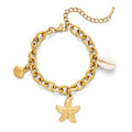 Gold Charm Bracelet for Women Boho Adjustable Shell Starfish Bracelet Summer Beach Ocean Statement Bracelets - color: Shell starfish bracelet