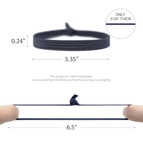 HAVHAF Knotted Mens Hair Ties For Men 8pcs (Thin, Denim) - No damage Crease Breakage Man Bun Hair Tie Men with Long Hair For Curly Thick Elastic Hair Ties For Guys | Perfect hairtie For Man - color: Denim
