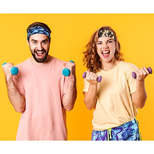 Jutom 4 Pieces Tie Headbands for Men Women Sports Bandana Hair Band Camo Headbands Elastic Sweat Wicking Karate Adjustable Non Slip Hairband for Yoga Workout Running - color: Cool Color