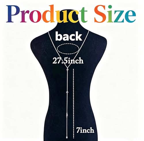 JEWEKY Silver Back Neclace for Backless Dress Long Back Chain Neclaces for Women