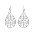 LeCalla Sterling Silver Dangle Earrings for Women | 925 Sterling Silver Long Interlocked Handmade Textured Drop Earring for Women - color: Filigree Teardrop