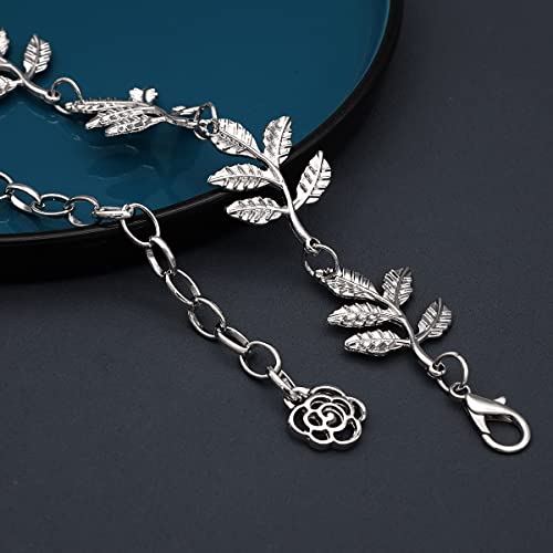 Metal Waist Chain Body Belly Belt Chains Jewelry Accessories for Women - color: Leaf Silver, size: S: 41.3 in