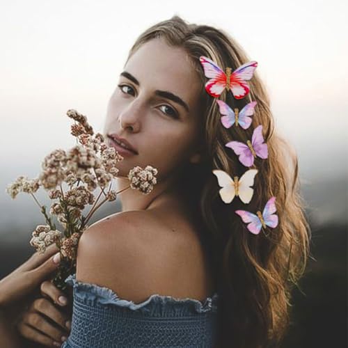 18Pcs Rhinestone Hair Clips with Glitter for Teens Women Y2K Butterfly Jaw Clips, Cute Headwear Gifts for Wedding Back School Hair Accessory Orange - color: Delicate Style