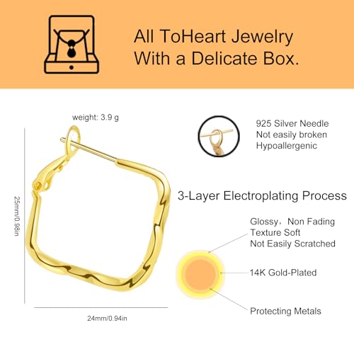 ToHeart Gold Hoop Earrings for Women Twist Hoop Earrings Gold Plated - style: Hoop Earrings K