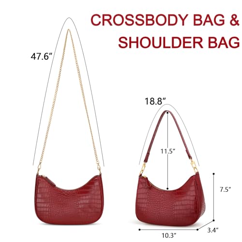 KKXIU Shoulder Bag for Women Cute Hobo Purses and Handbags Retro Clutch Underarm Purse | Cute - color: Ered