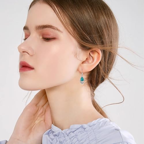 Natural Turquoise Earrings for Women Dangling 925 Sterling Silver Dangle Earrings Western Jewelry Christmas Gift for Sister Mother - style: F-Flowers Earrings-2
