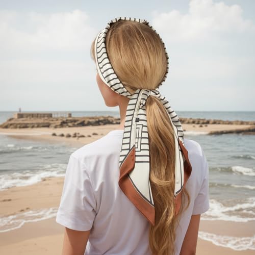 RIIQIICHY Hair Scarf for Women Like Silk Scarves Headband Neck Scarfs Twilly Purse Accessories - color: C017