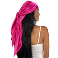 100% Mulberry Silk Head Scarf Large 36" - 19 Momme Women's Hair Wrap for Sleeping, Reduce Frizz & Damage, Natural Soft Silk - color: Magenta