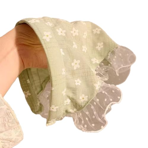 Women's Lace Bandana Headband, Vintage Gingham Triangle Scarf with Bow, French Retro Style for Boho Chic & Casual Outfits (16-Green floral, One Size) - color: 16-Green floral