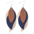 ANXIN boho unique Leather Earrings 2 Layered Lightweight Faux Leather Leaf Earrings Layered Design Drop Earrings Gift for Women - color: Style B