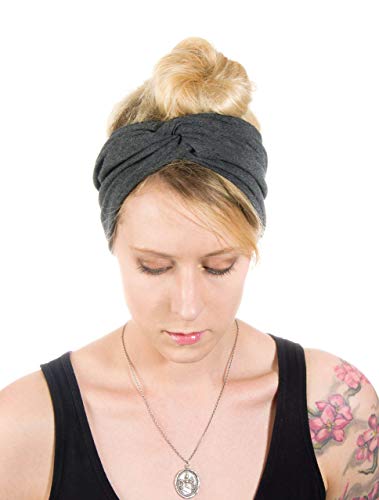 Twist Headband Extra Wide Scrunch Turban (Dark Heather Grey) - color: Dark Heather Grey