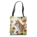 Boho Fox Mandala Floral Watercolor Aesthetic Tote Bag