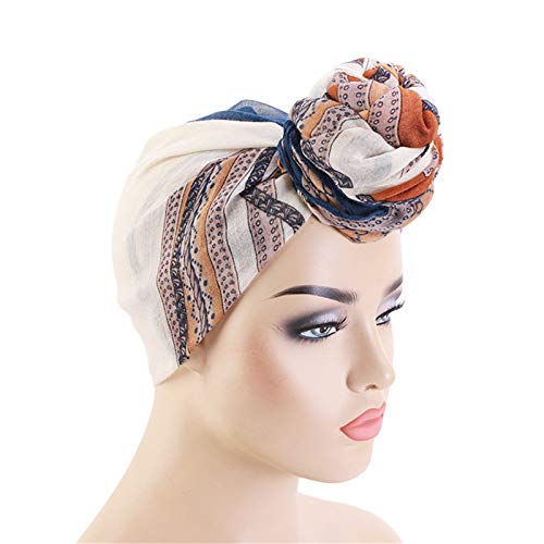 Qianmome Womens Big Flower Turban Beanie Elegant Cap Head Wrap Stretch Long Hair Scarf Headscarf - color: 4pieces-24a-style 1