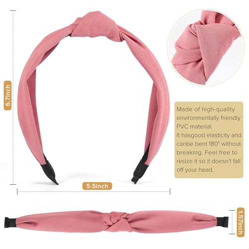 DiyJibb Headbands for Women Girls - 6PCS Stylish Top Knotted Headbands - Knotted Headband for Women - Head Bands Wide Hairband Hair Accessories - color: black，dark green，green，light pink，pink，apricot
