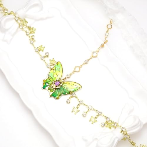 Butterfly Body Chain Rhinestone Fairy Thigh Jewelry Set for Women Party, Multi Layer Butterfly Necklace Shiny Transparent Wing Thigh Chain for Women - style: Butterfly Body Chain Rhinestone C