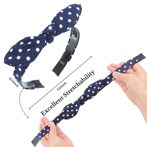 Jaciya Bow Bandana Headbands for Women Non Slip Fashion Knotted Thin Headband with Bow Red Polka Dot Headband Girls Bunny Ears Hairbands - color: polka dot series