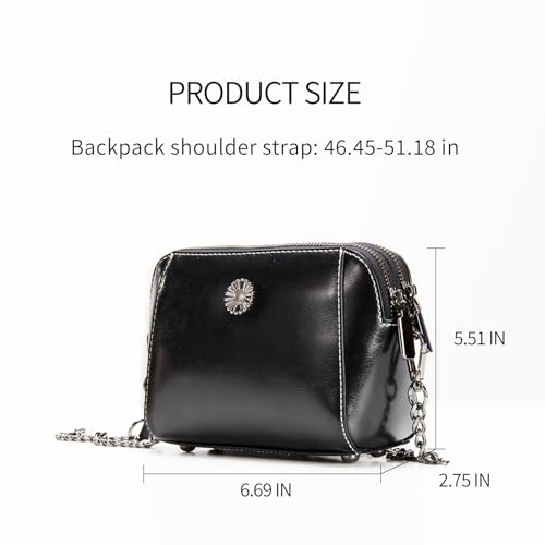 Genuine Leather Small Crossbody Bags for Women | Lightweight Shoulder Purse, Designer Handbag with Adjustable Strap, Casual Travel Everyday Bag - color: H-black