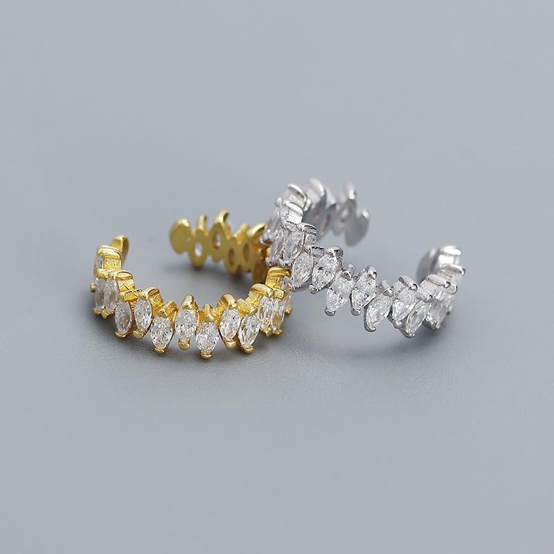 Rhinestone Ear Cuff for Women, Silver Ear Cuff Non Piercing, Fake Ear Cuffs, Sterling Silver Cuff Earrings