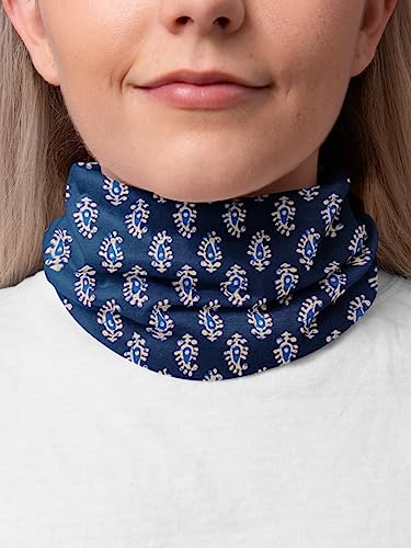 AVKA Studio 100% Cotton Bandanas for Women & Men, 2 Pack 20x20 Inch, 22x22 inch Hand Printed, Lightweight Cotton Handkerchief - color: Indigo Blue 2, size: 20 x 20 Inches