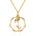Gold Necklace for Women Birth Flower Necklaces 18K Gold Plated Custom Birth Month Floral Necklaces Birthday Gifts for Women - style: Gold-02-Iris