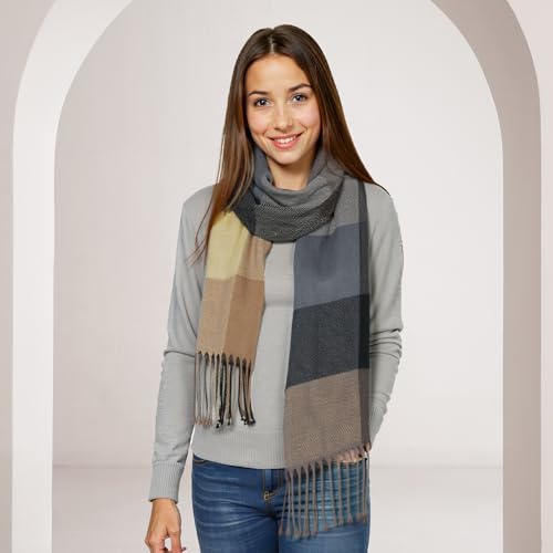 Loritta Womens Scarf Fashion Long Plaid Shawls Wraps Big Grid Winter Warm Lattice Large Scarves Gifts - color: U-brown Red Lattice