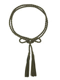 TeeYee Women Girls Braided Waist Tie Belt/Rope with Tassel Wrap Cloth Belts for Dress Pants - color: Dark Green, size: 63inch
