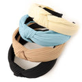 DRESHOW 4 Pack Knotted Headbands for Women Wide Turban Headband Yoga Exercise Ribbing Head Wraps Hair Bands Accessories - color: 4 Pack: Black, Beige, Light Brown, Sky Blue
