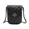 Phone Crossbody Bags for Women Small Vegan Leather Mini Shoulder Wallet Card Quilted Purse - color: B - Black & Silver