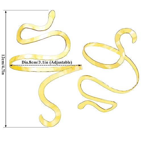 QuneusHot 2 Piece Snake Arm Cuff Cleopatra Serpent Upper Arm Band Spiral Armlet Bracelet Egyptian Costume Jewelry Bangle for Women Men - color: #01 Gold spiral