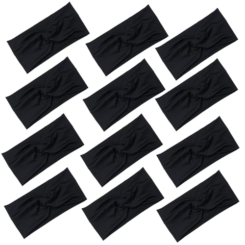Yeshan Black Headbands for Women No slip Wide Stretchy Headband Twist Knotted Head bands Yoga Workout Sport Hair bands,Pack of 12 - color: No10(Mixed 12 pcs)
