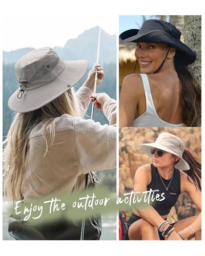 FURTALK Womens Sun Hat with Ponytail Hole Beach Hiking Summer Wide Brim UPF 50+ Outdoor Protection Foldable Bucket Hat - color: Green