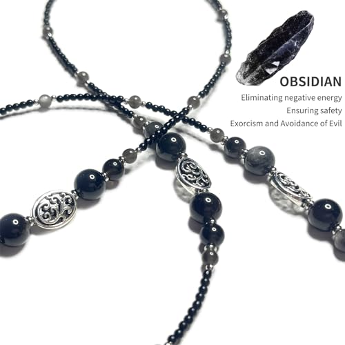 Damanse Beaded Glasses Chain,Eyeglass & Sunglass Strap For Women Stylish - color: Obsidian