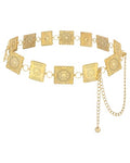 AWAYTR Chain Belt for Women – Adjustable Boho Metal Waist Chain Belt Gold Sliver for Dresses Jeans Country Concert Outfit - color: Gold-large Square