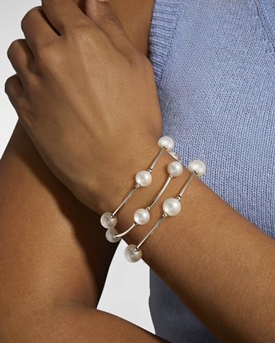 Elegance 11 designs 10mm Crystal White Pearl Blessing Bracelet - style: Style-silver 3pcs