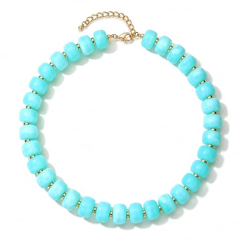 Chunky Beaded Starfish Shell Necklace for Women Colorful Boho Summer Chain Choker Beach Necklace with Acrylic Beads Trendy Chunky Jewelry Gifts - color: Blue