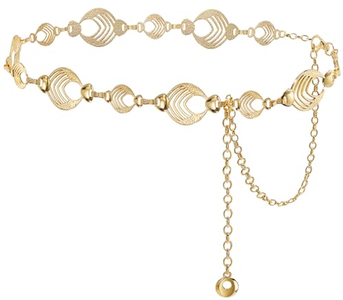 Suyi Chain Belt for Women Chunky Waist Chain for Ladies Dresses - size: Length 53"(37"+extended chain 16"), style: Gold 2
