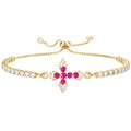 VIBILIA Bracelets for Women, Cross Bracelets for Women Trendy, Dainty Tennis Bracelet, Catholic Gift for Mom Daughter Wife Sister Friend, Communion Gift on Birthday Valentine's Day Easter Mother's Day - color: G. Gold-Rose