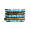 YGLINE Natural Stone Bracelet 5 Wraps Bracelet Handmade Blue Color Boho Bracelet for Women Bracelet - color: turquoise 6