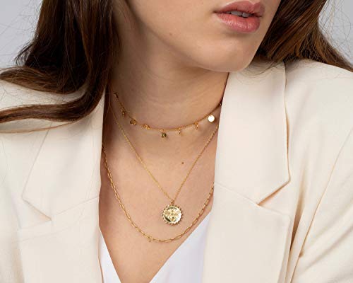 Gold Choker Necklaces 14K Gold Plated/Silver Disc Choker Necklaces Dangling Star Heart Pendant Necklaces Summer Beach Boho Necklaces Aesthetic Necklace Gift for Women - color: Gold Wafer