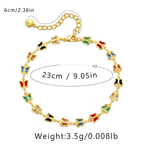 Yumikoo 18k Gold Plated Anklet Ankle Bracelets for Women - style: Butterfly Cubic Zirconia