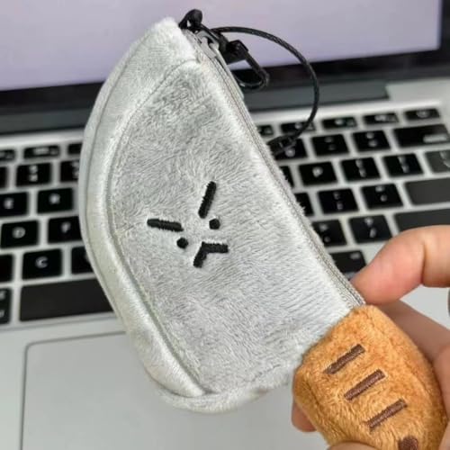 Coin Purse Keychain for Women and Men, Funny Plush-Wallet Coin Pouches with Zipper, Plush Earbud Pouch, Mini Backpack Charms (2pcs)