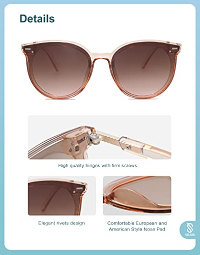 SOJOS Sunglasses Womens Trendy 2025 Classic Round Retro Vintage Shades Large Frame Sunnies SJ2067 - color: Brown